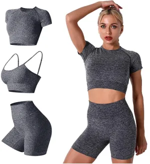 Seamless Yoga Outfits 3 Piece Workout