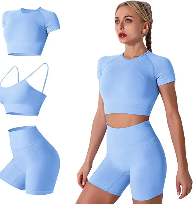 Seamless Yoga Outfits 3 Piece Workout