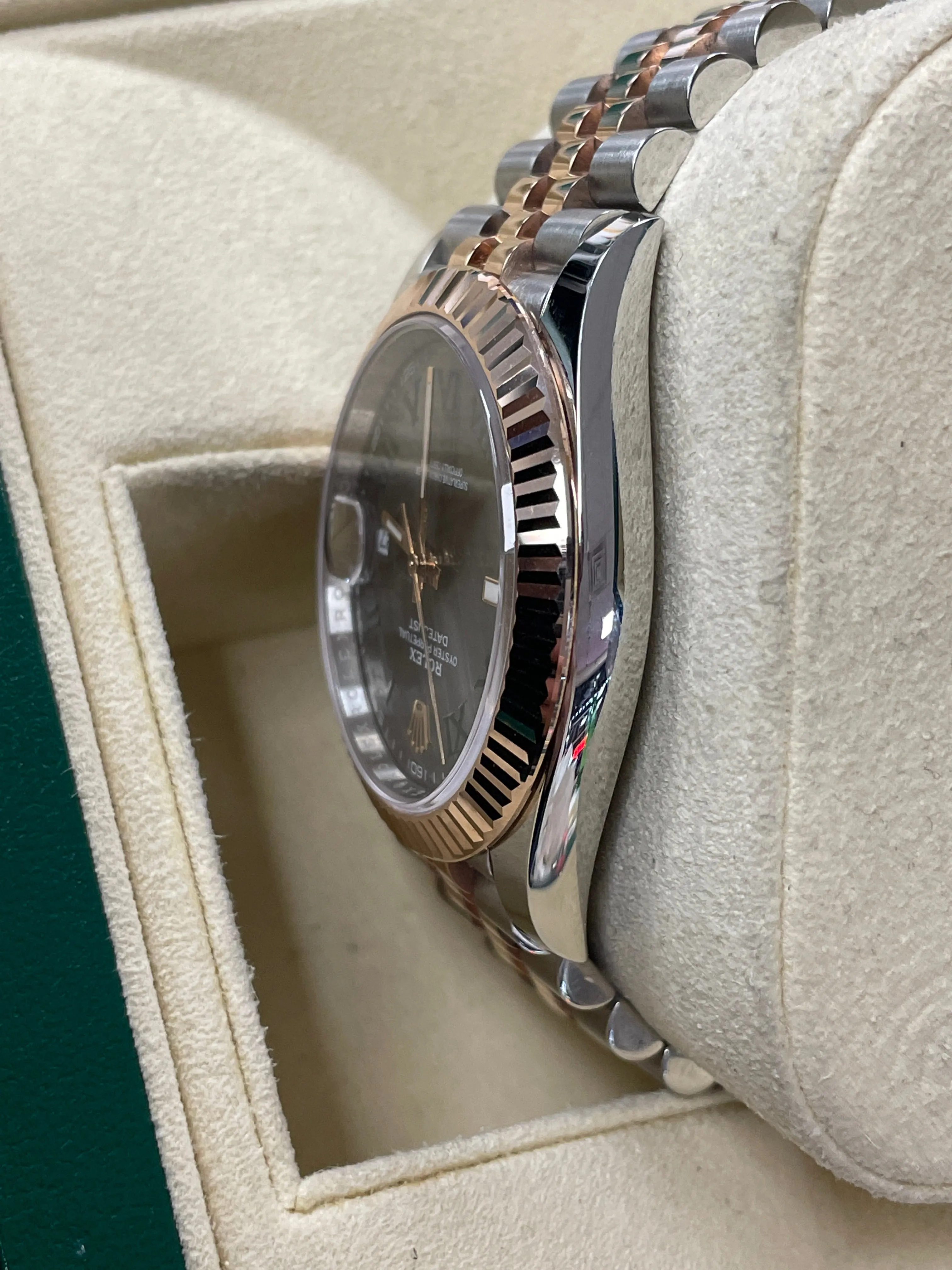 SEP 2021 Rolex DateJust 41 126331 WIMBLEDON Gray Everose Gold 18K Two Tone Watch
