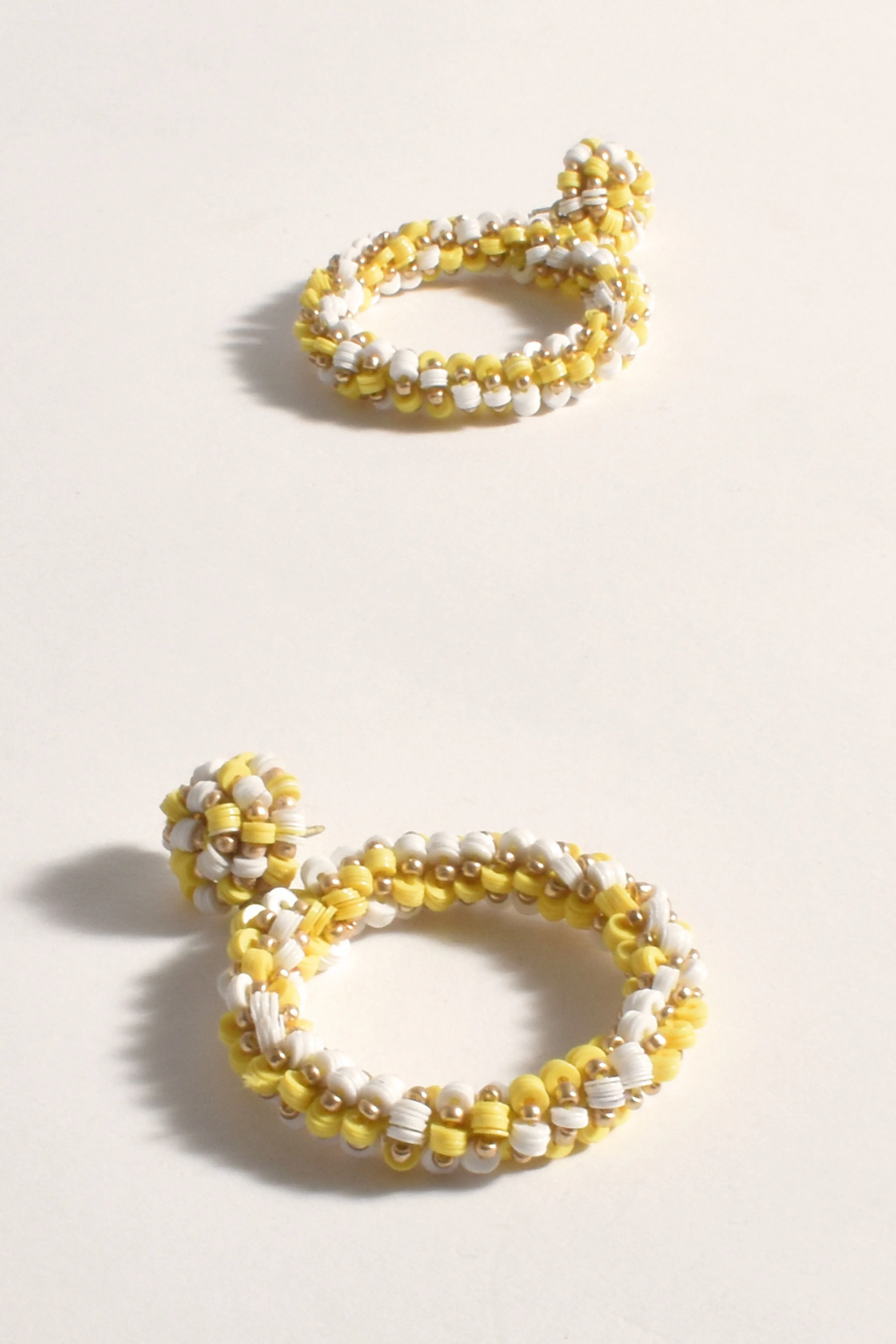 Sequin Ring Front Event Earrings - Yellow White