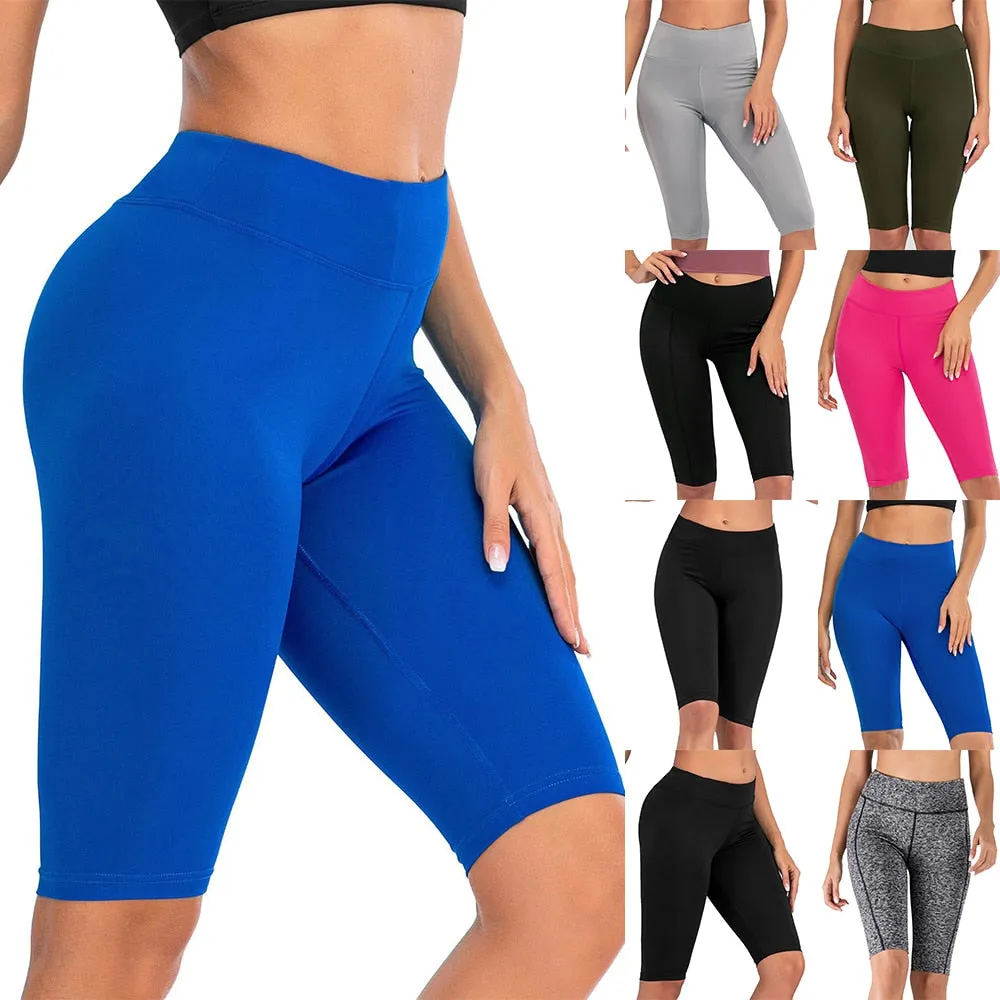 Sexy Women Stretch Biker Shorts Workout Leggings Neon Green Black Athletic Workout Fitness Jogger High Waist Yoga Shorts