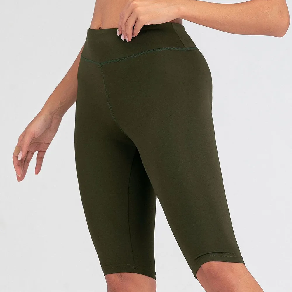 Sexy Women Stretch Biker Shorts Workout Leggings Neon Green Black Athletic Workout Fitness Jogger High Waist Yoga Shorts