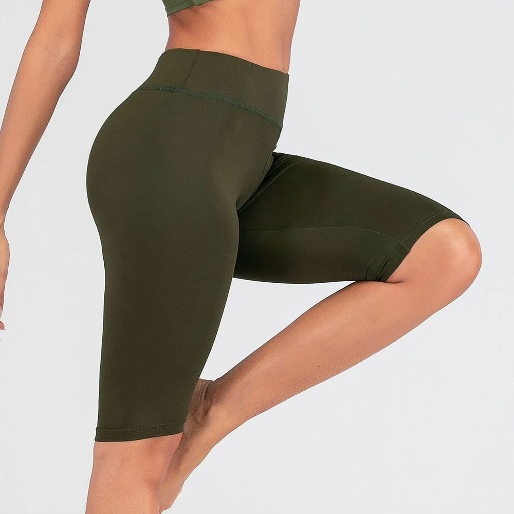 Sexy Women Stretch Biker Shorts Workout Leggings Neon Green Black Athletic Workout Fitness Jogger High Waist Yoga Shorts