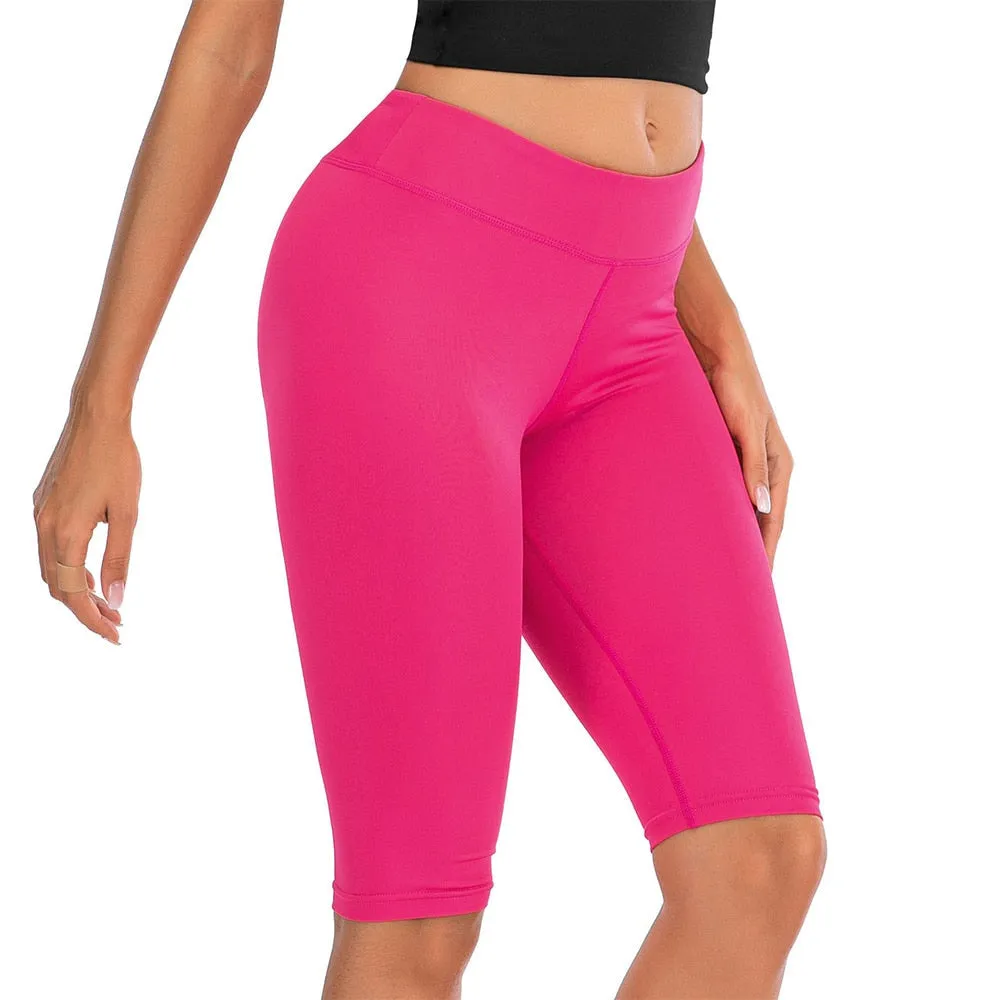 Sexy Women Stretch Biker Shorts Workout Leggings Neon Green Black Athletic Workout Fitness Jogger High Waist Yoga Shorts
