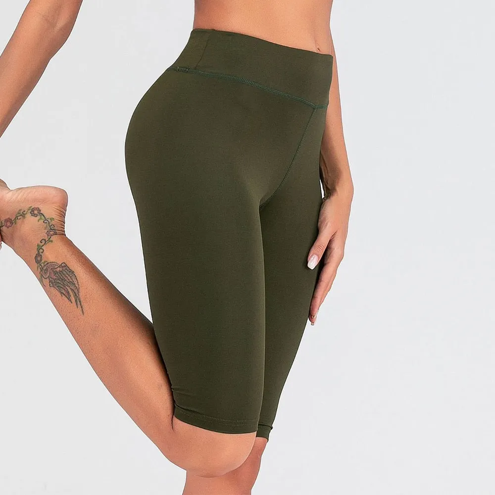 Sexy Women Stretch Biker Shorts Workout Leggings Neon Green Black Athletic Workout Fitness Jogger High Waist Yoga Shorts