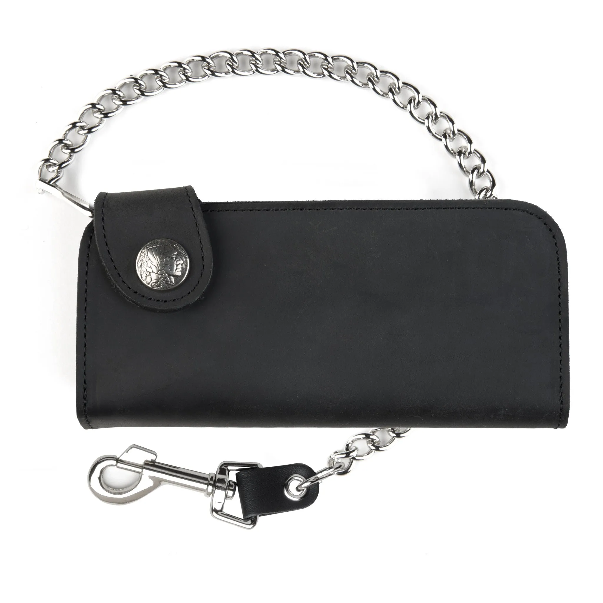 Side Snap Wallet w/ Chain- w/ Indian Head Nickel snap