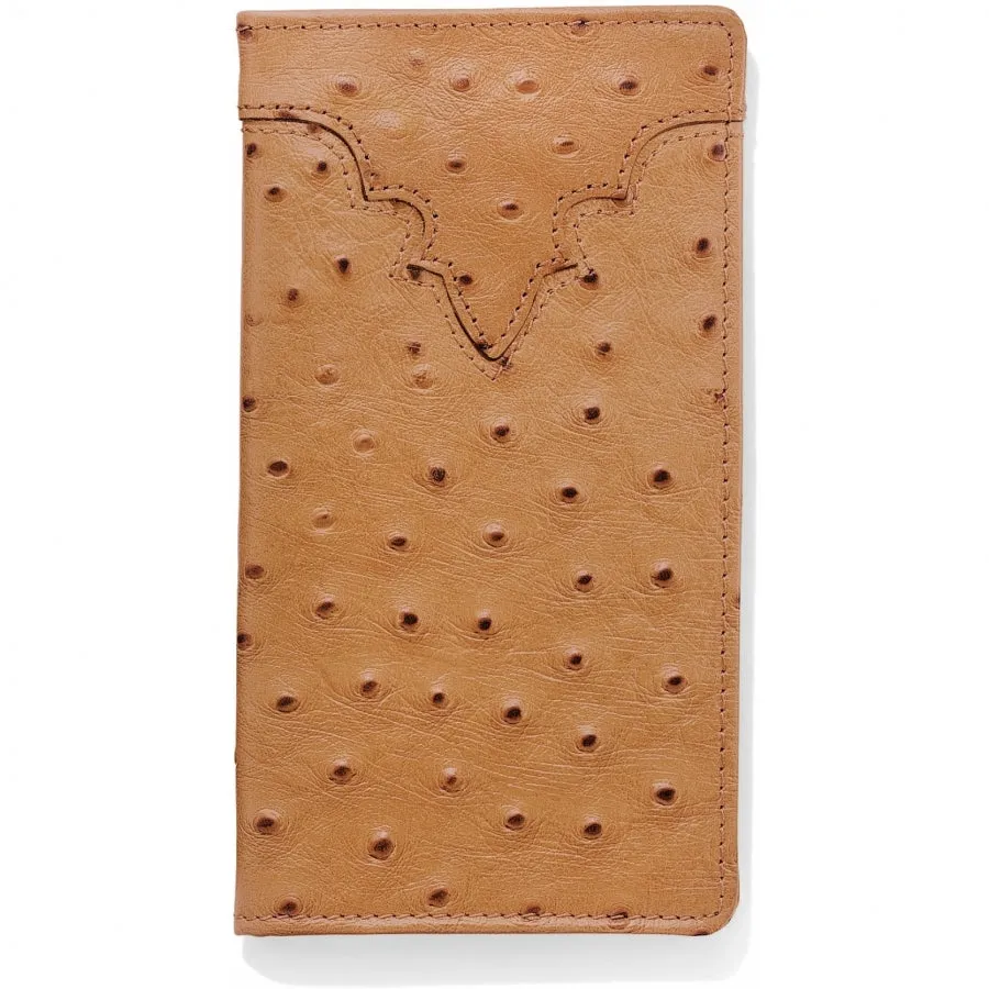 Silver Creek Peanut Ostrich Print Checkbook Wallet