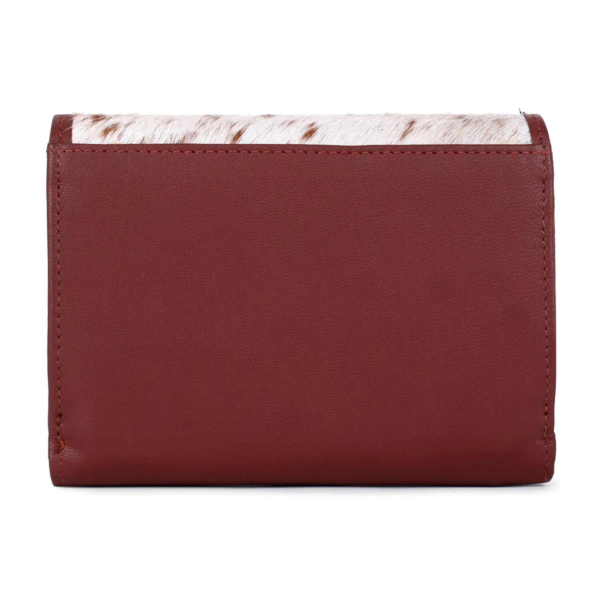 Sixtease Bags - Leather Cowhide Trifold Women's Wallet - Tan