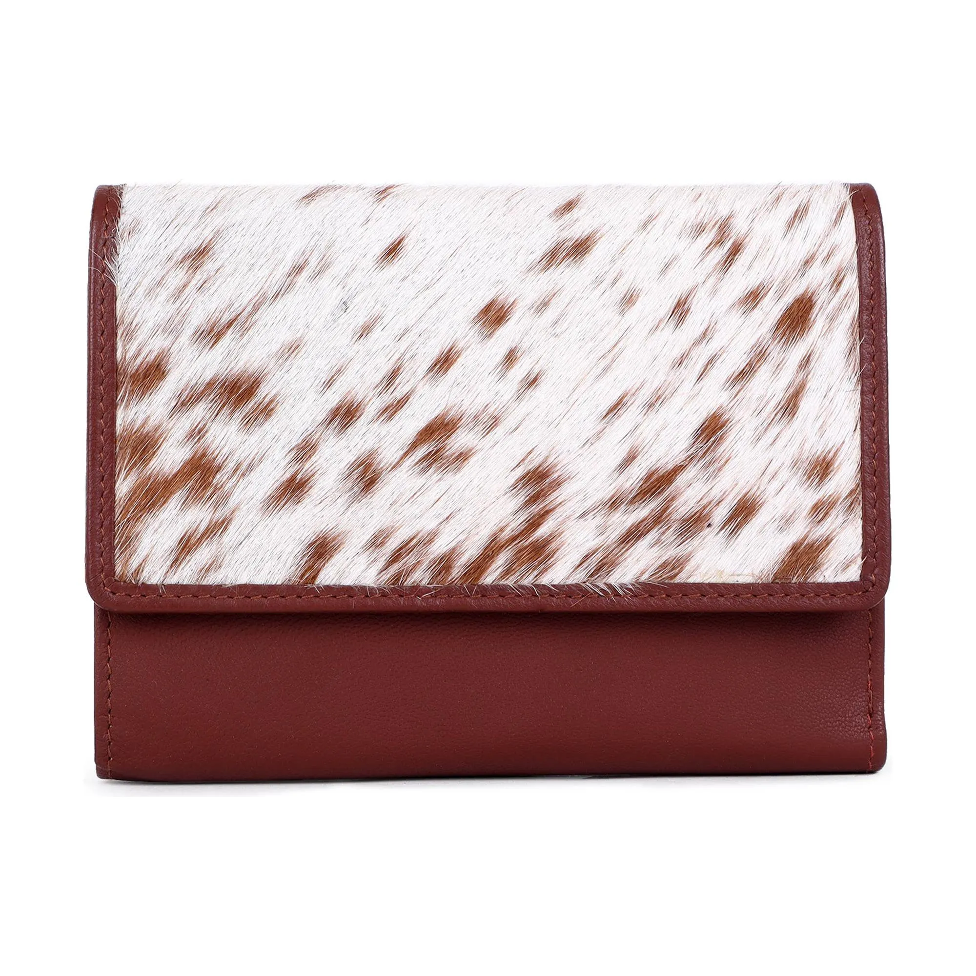 Sixtease Bags - Leather Cowhide Trifold Women's Wallet - Tan
