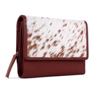 Sixtease Bags - Leather Cowhide Trifold Women's Wallet - Tan
