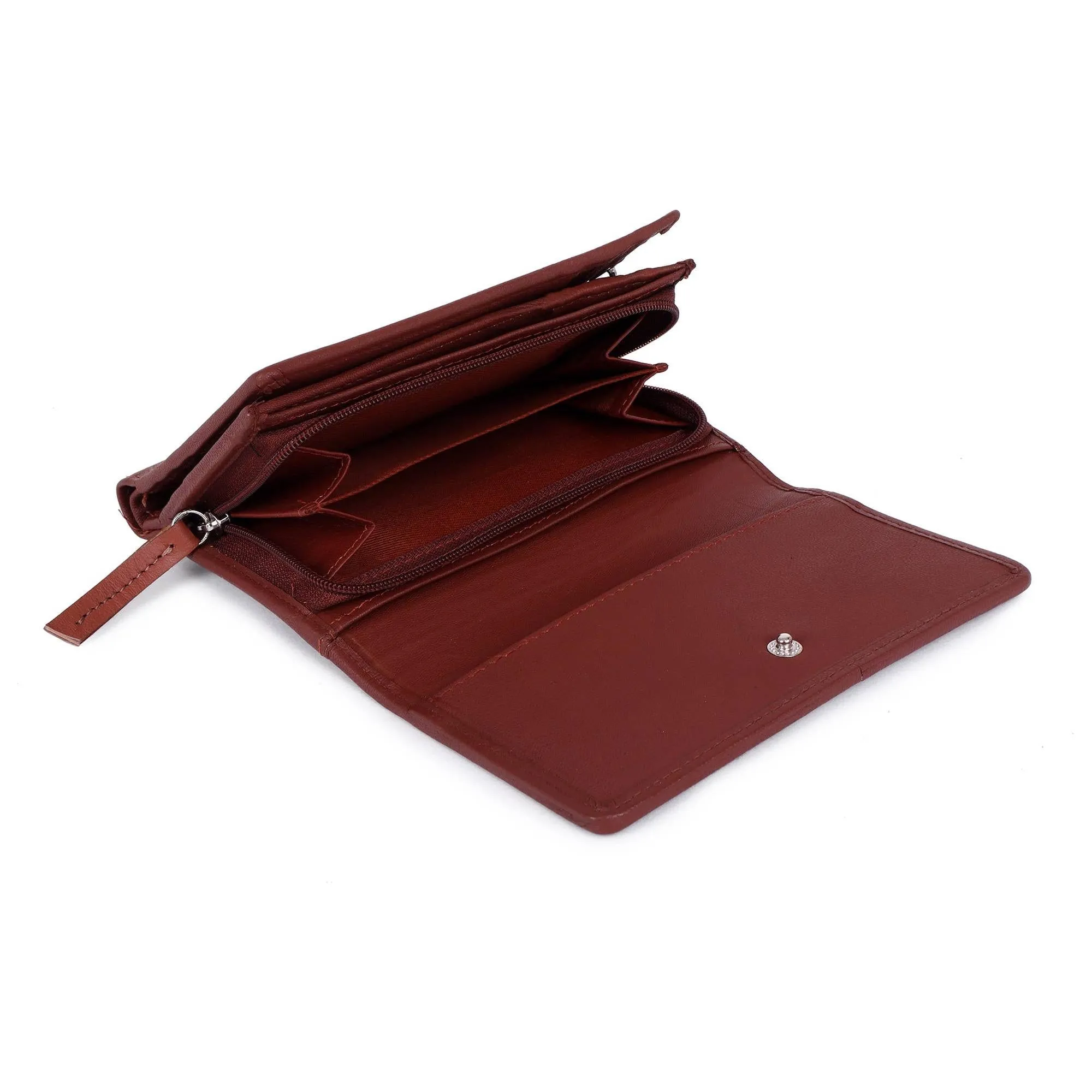 Sixtease Bags - Leather Cowhide Trifold Women's Wallet - Tan