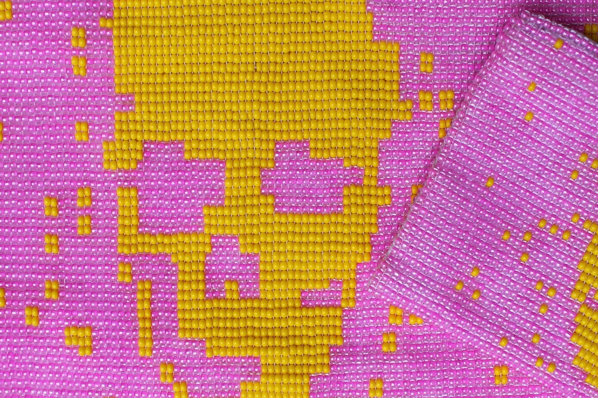 Skull Glass Bead Coin Purse - YELLOW ON PINK