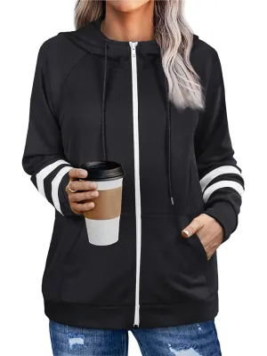 Sporty Zipper Long Sleeve Hoodies