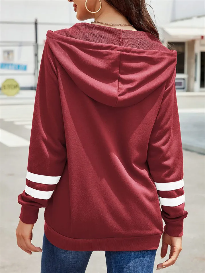 Sporty Zipper Long Sleeve Hoodies