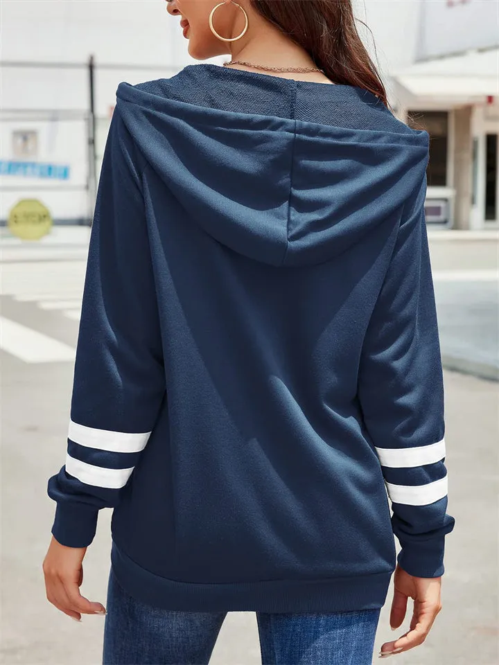 Sporty Zipper Long Sleeve Hoodies