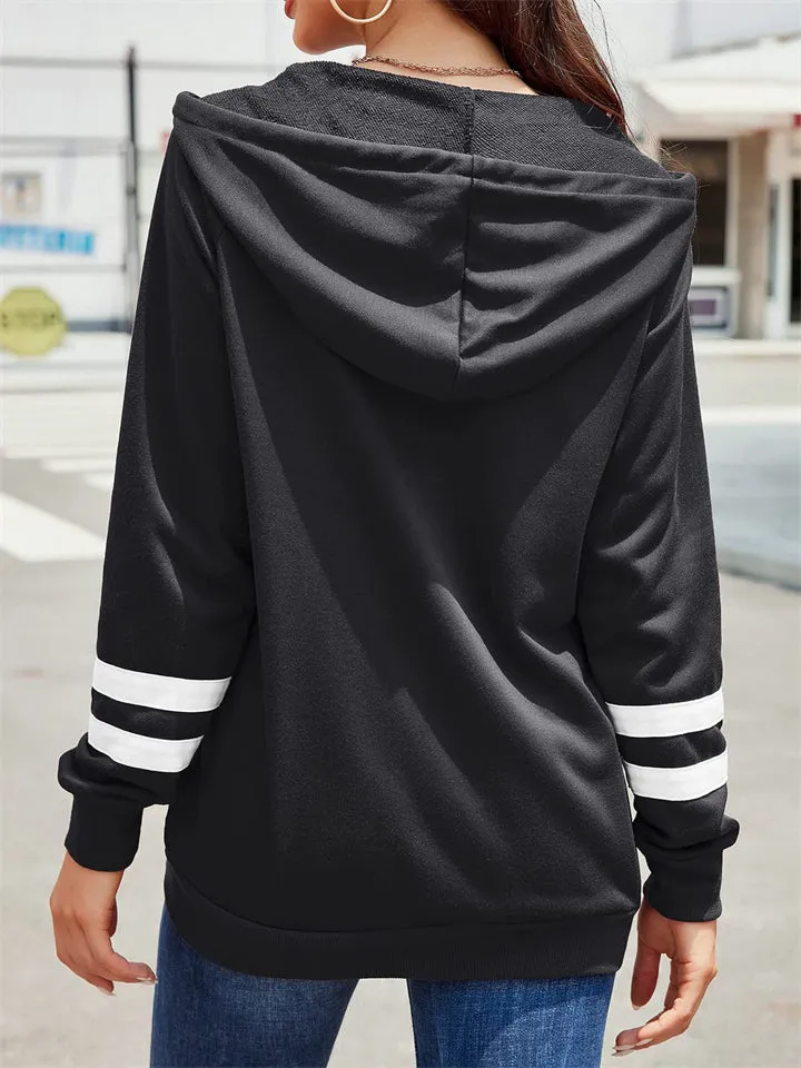 Sporty Zipper Long Sleeve Hoodies