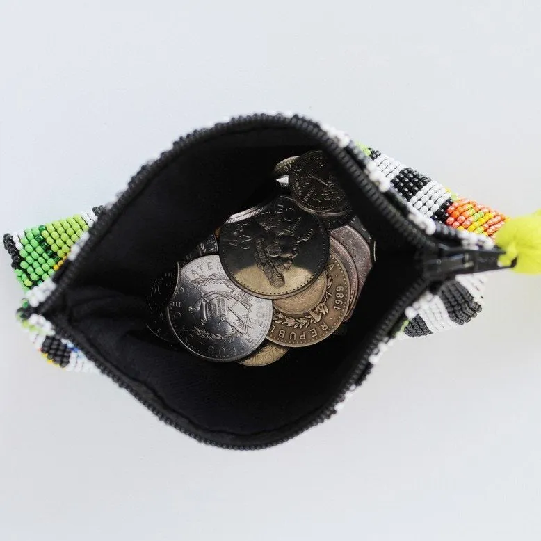 Stripe Flower Glass Bead Clutch
