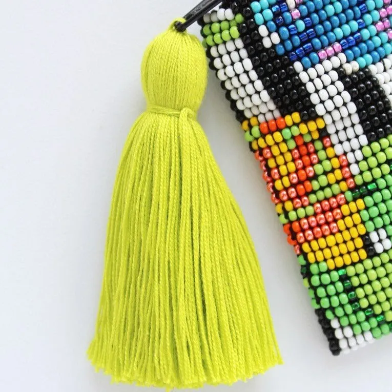 Stripe Flower Glass Bead Clutch