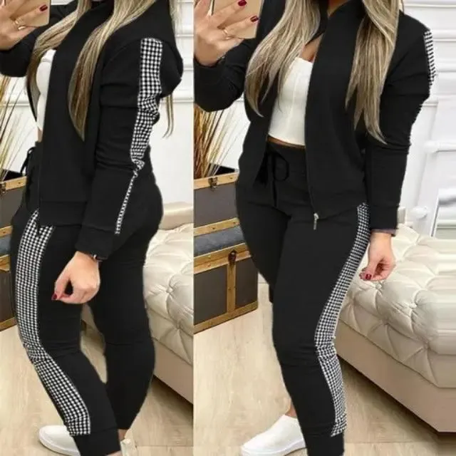 Stylish Women's Sporty Long Sleeve Two Piece Track Suit