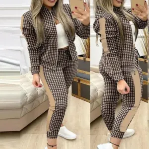 Stylish Women's Sporty Long Sleeve Two Piece Track Suit