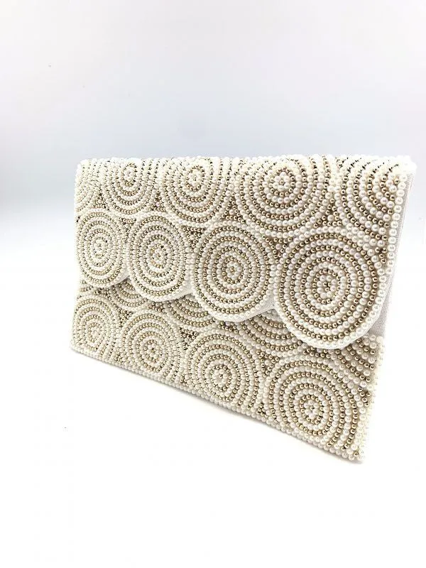 Swirl And Pearl Bridal Clutch Bag (PRE)
