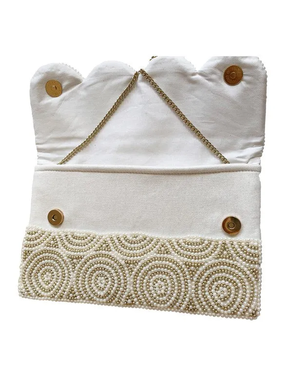 Swirl And Pearl Bridal Clutch Bag (PRE)