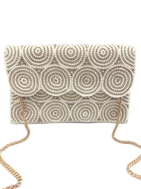 Swirl And Pearl Bridal Clutch Bag (PRE)