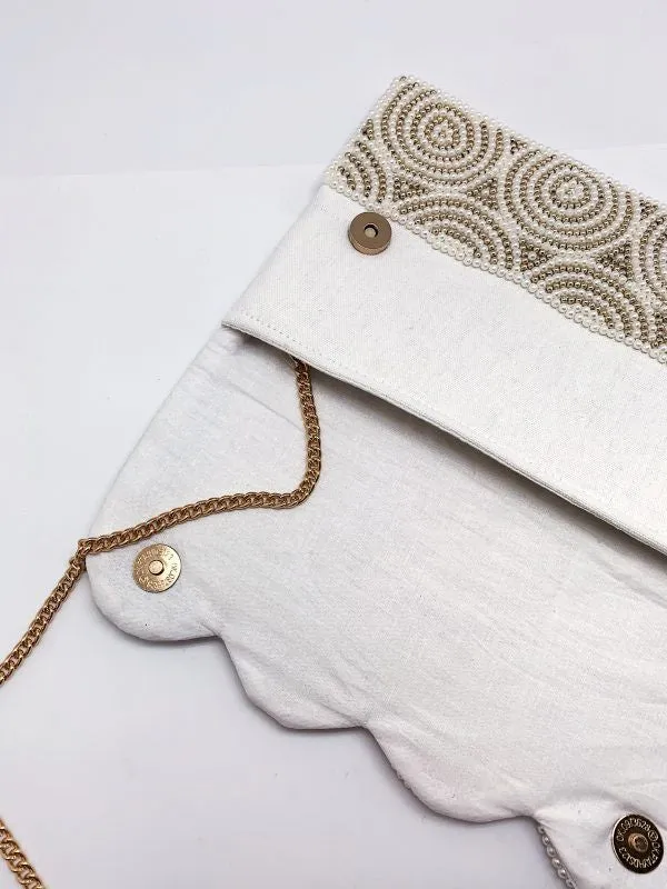 Swirl And Pearl Bridal Clutch Bag (PRE)