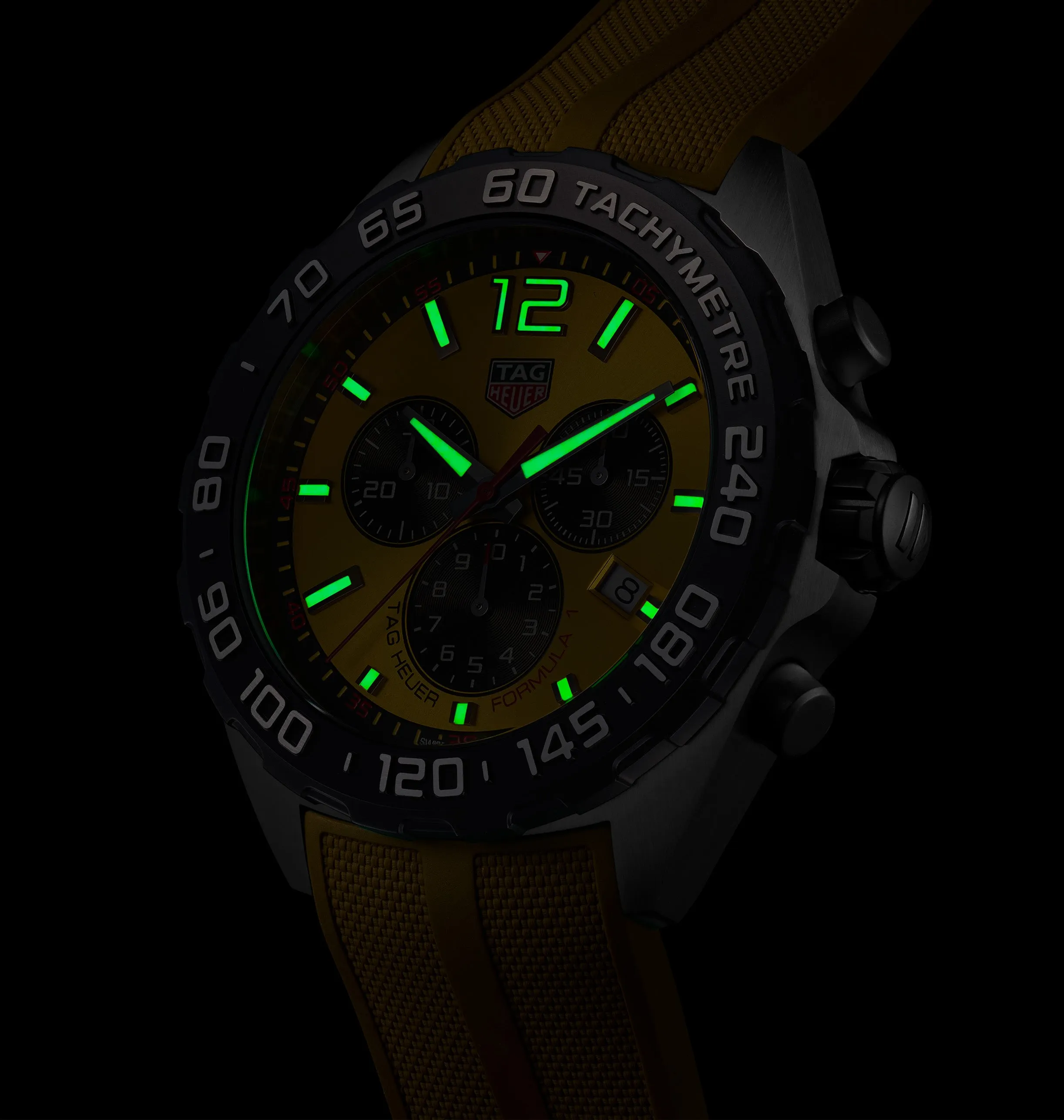 TAG Heuer Formula 1 Men's Quartz Chronograph Yellow Dial and Rubber Strap Watch