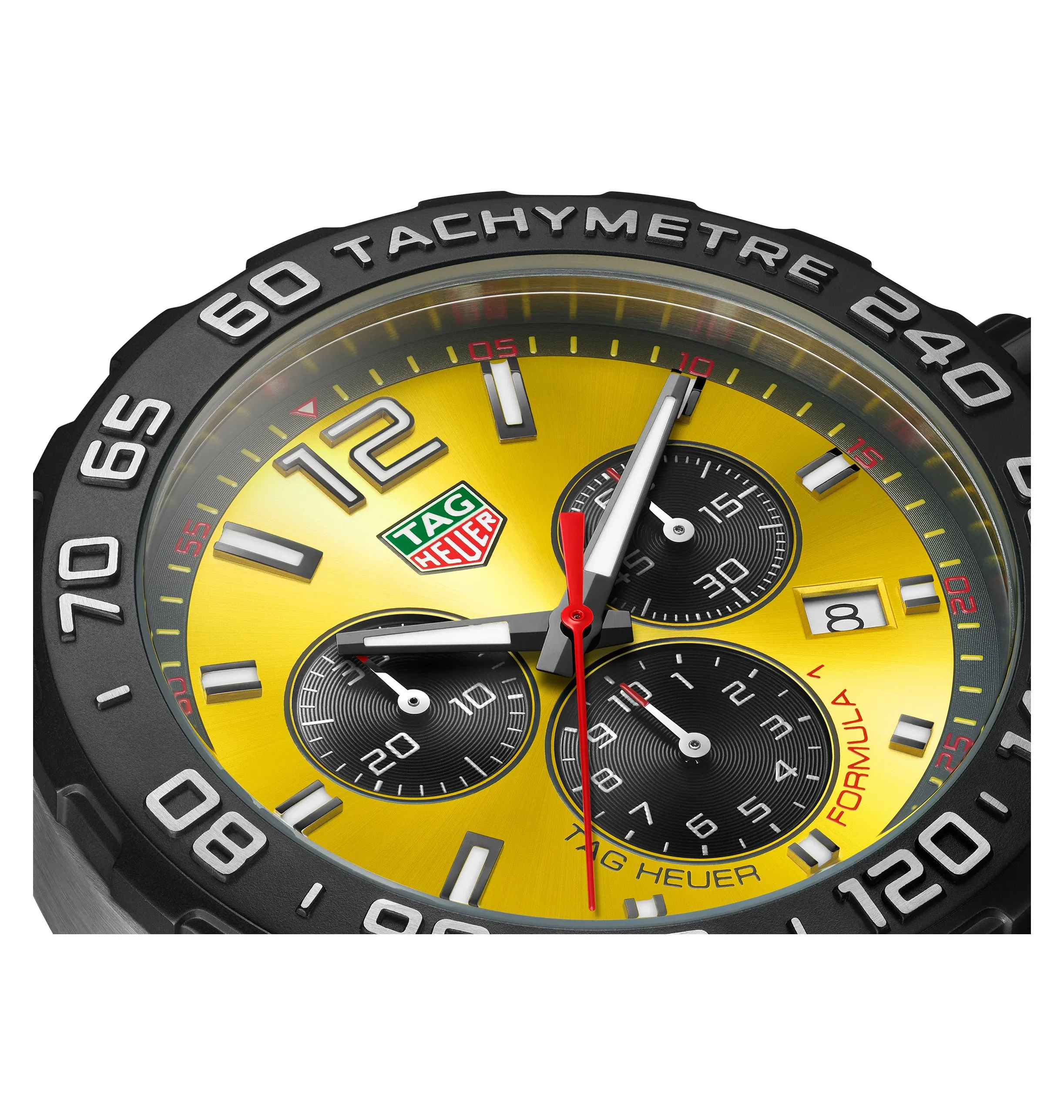 TAG Heuer Formula 1 Men's Quartz Chronograph Yellow Dial and Rubber Strap Watch