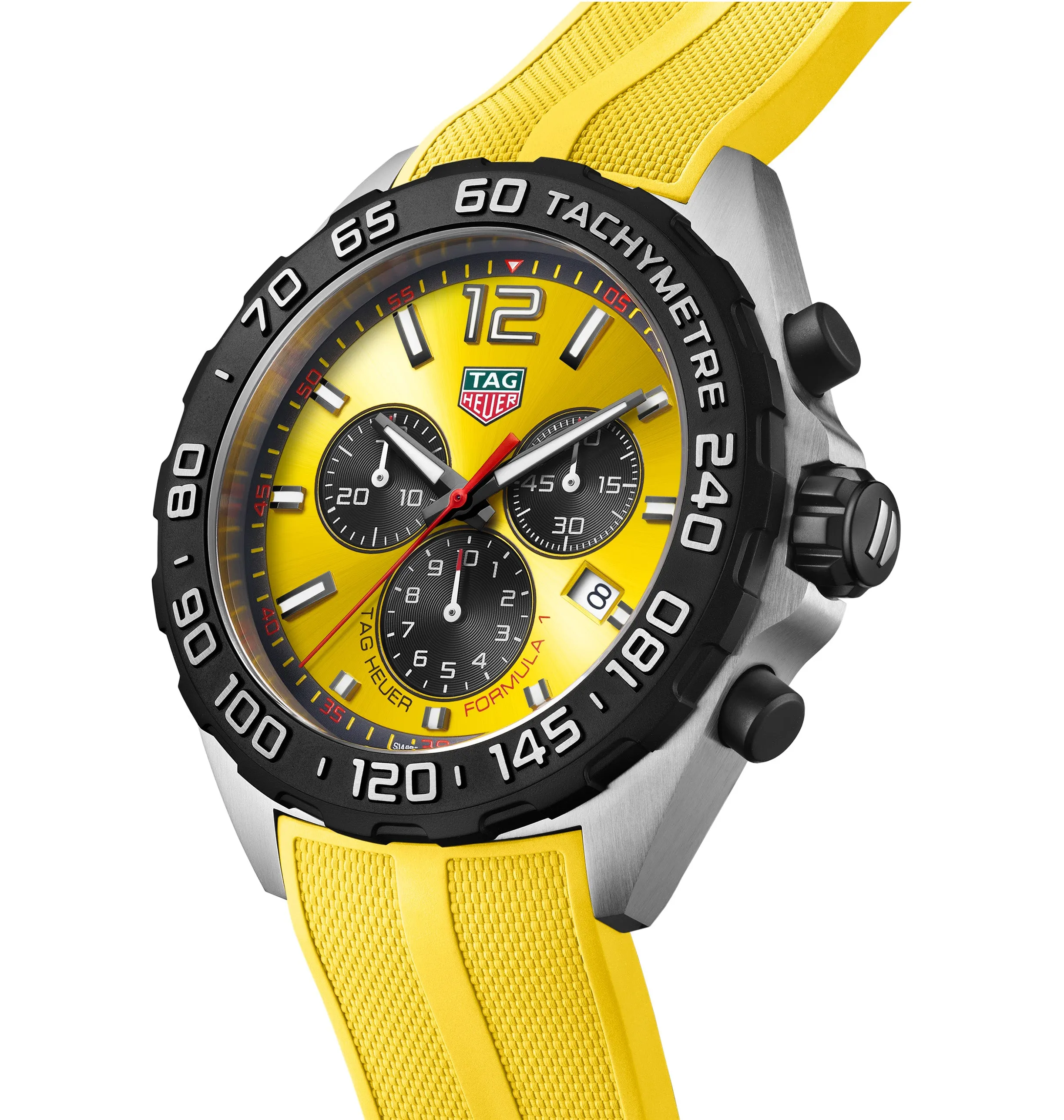 TAG Heuer Formula 1 Men's Quartz Chronograph Yellow Dial and Rubber Strap Watch