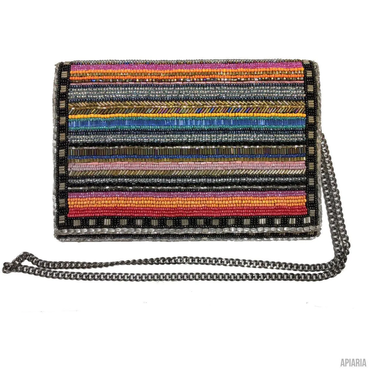 Technicolor Clutch by Mary Frances, Hand beaded and embroidered