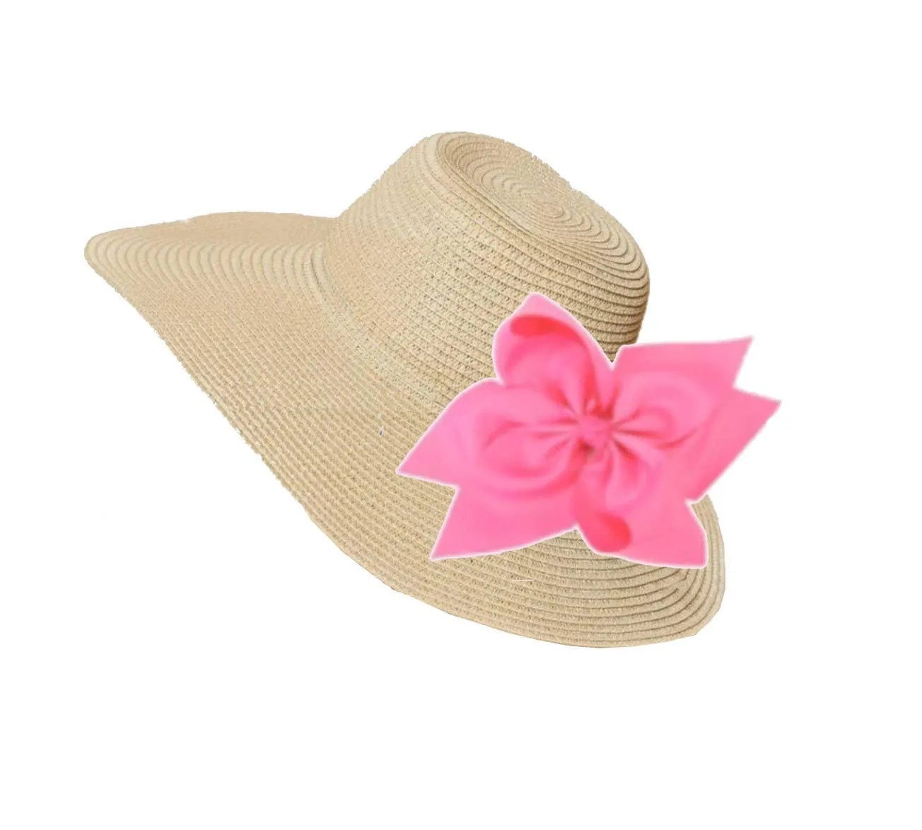 The Chatham Straw Hat with Interchangeable Bow - Hot Pink