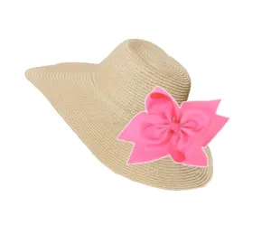 The Chatham Straw Hat with Interchangeable Bow - Hot Pink