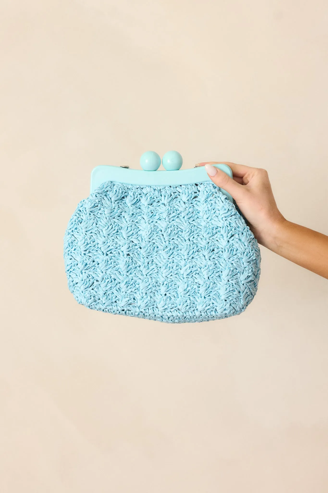 The Coast Is Calling Sky Blue Straw Clutch