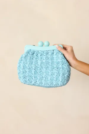 The Coast Is Calling Sky Blue Straw Clutch