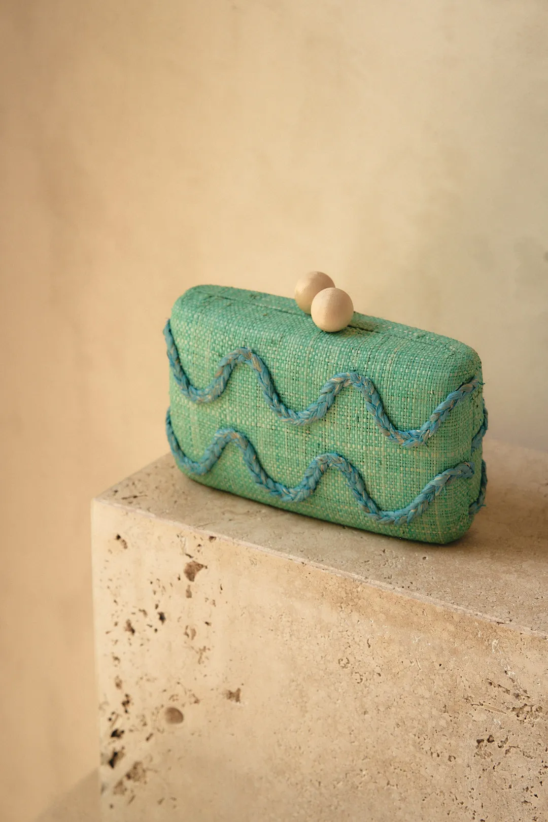 Tierra Embroidered Straw Clutch Bag