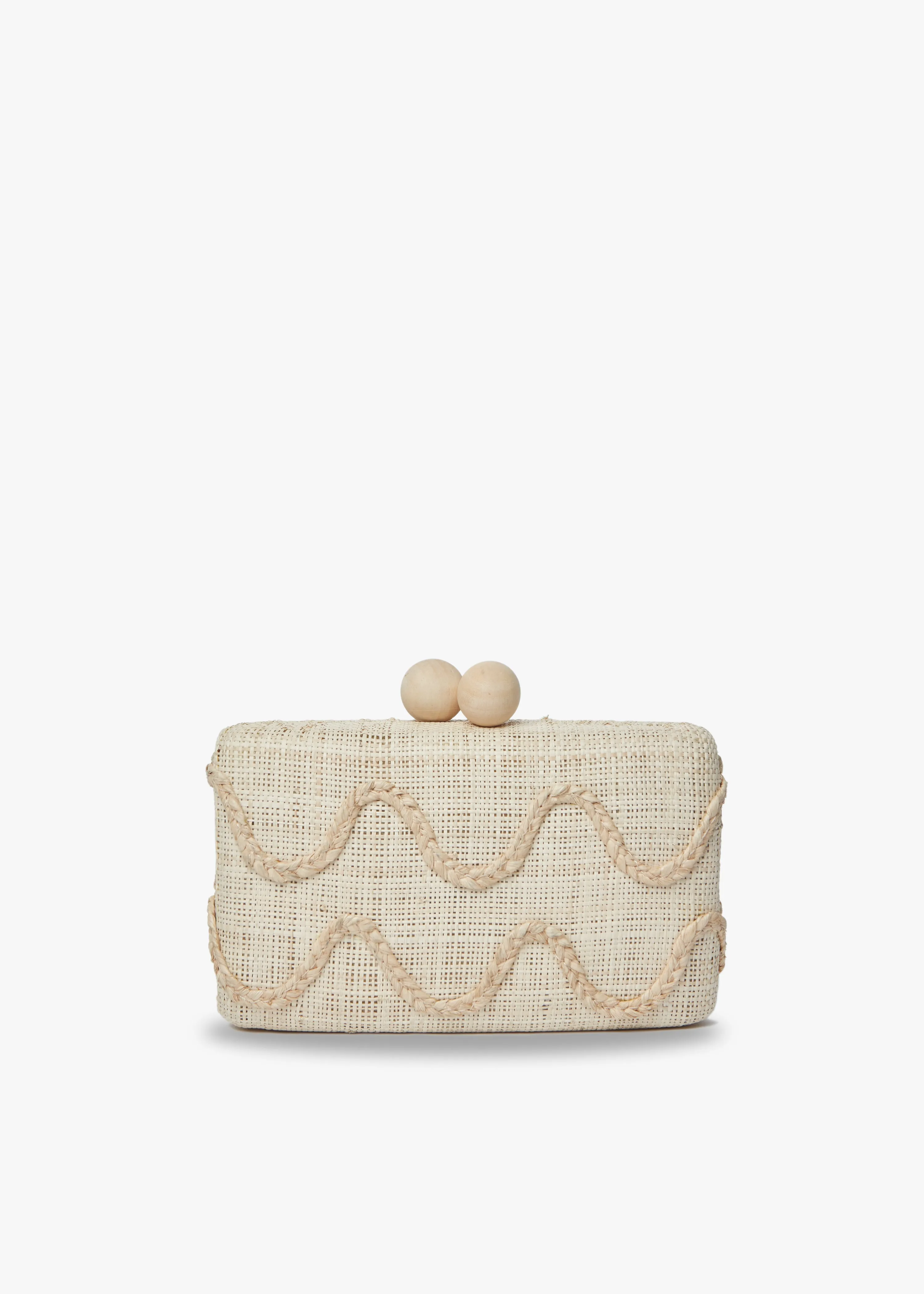 Tierra Embroidered Straw Clutch Bag