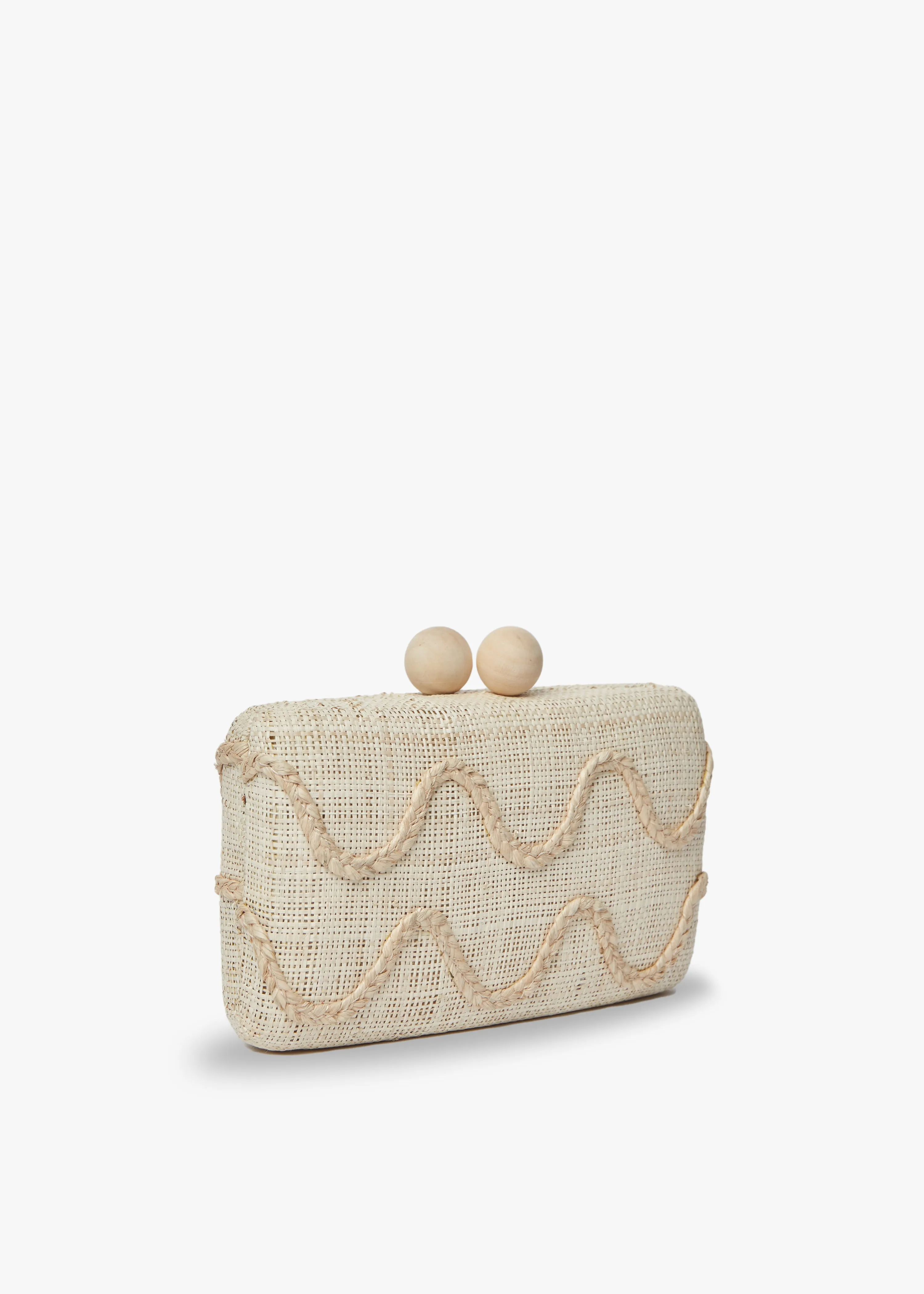 Tierra Embroidered Straw Clutch Bag