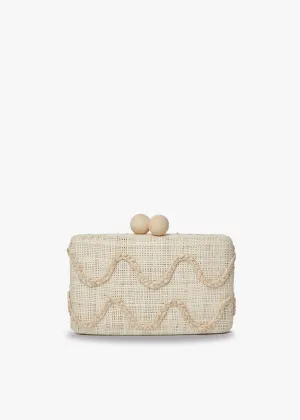 Tierra Embroidered Straw Clutch Bag