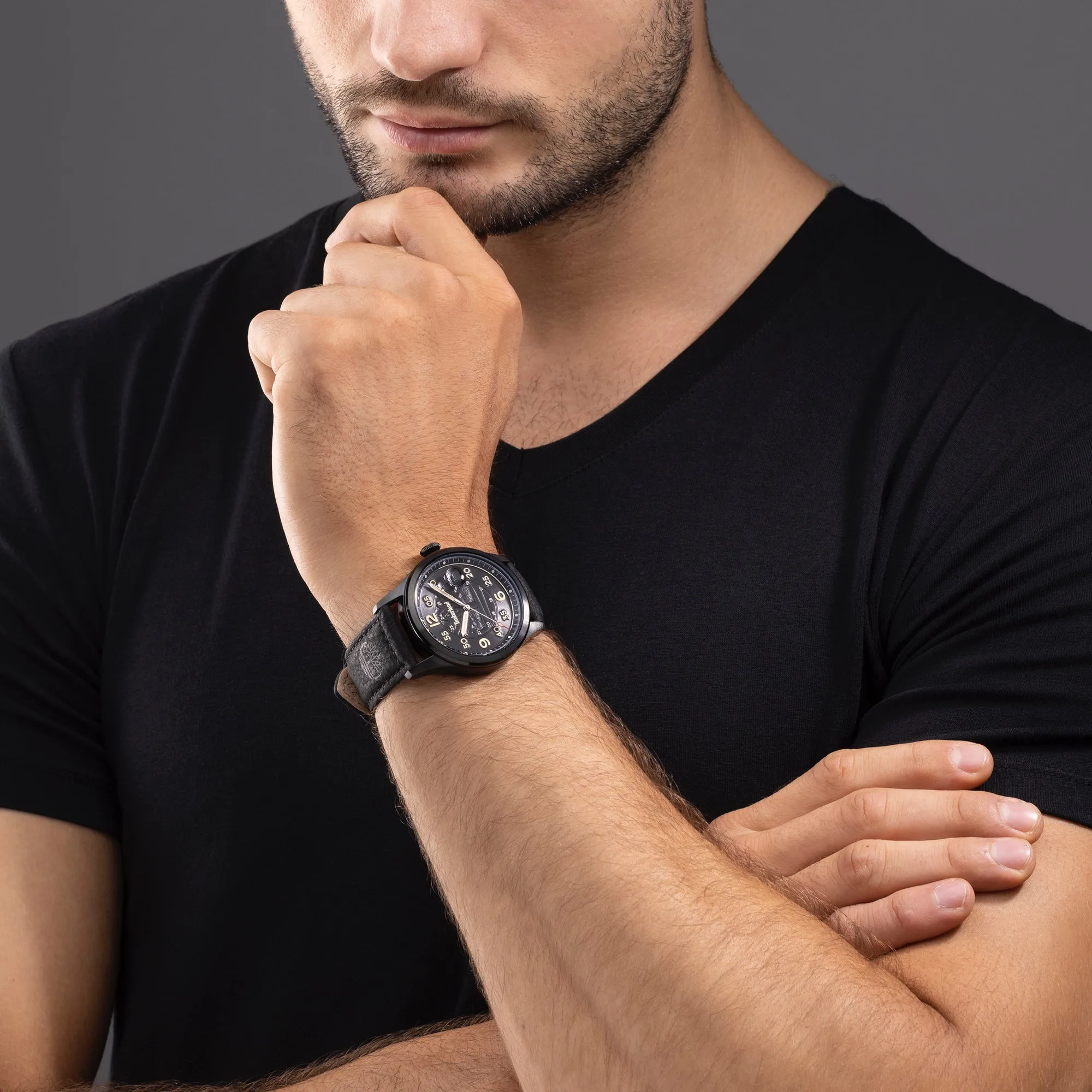 Timberland Cornwall Black Dial Black leather strap Men's watch