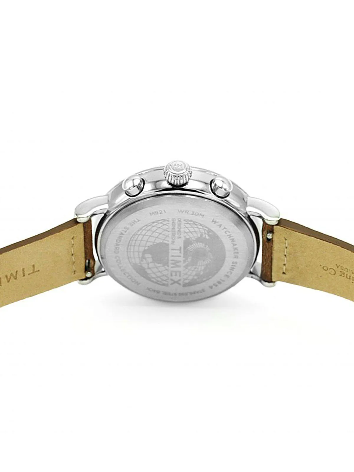 Timex Standard Chrono TW2T68900 41mm Silver Tone Brown Leather Strap