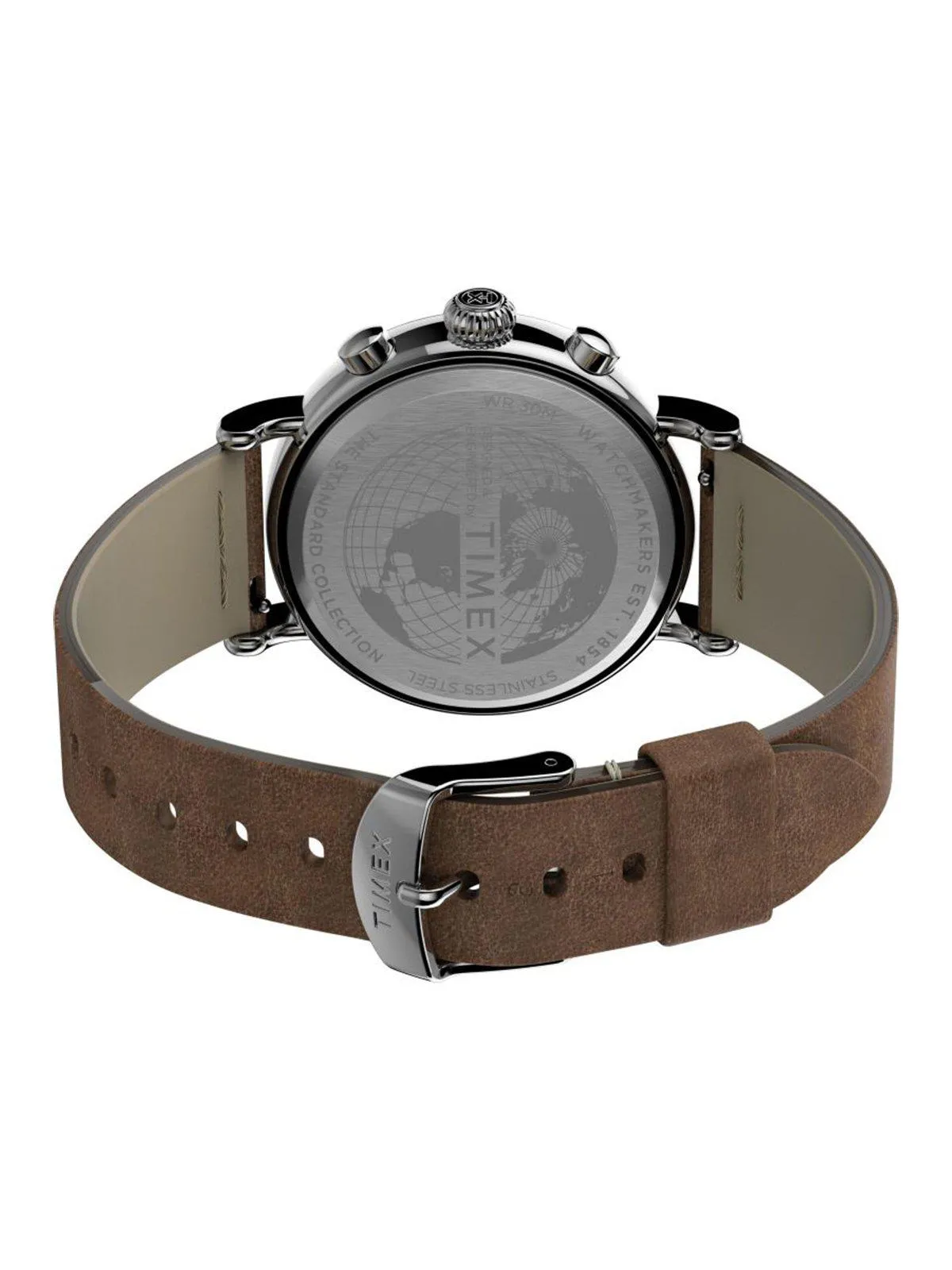 Timex Standard Chrono TW2T68900 41mm Silver Tone Brown Leather Strap