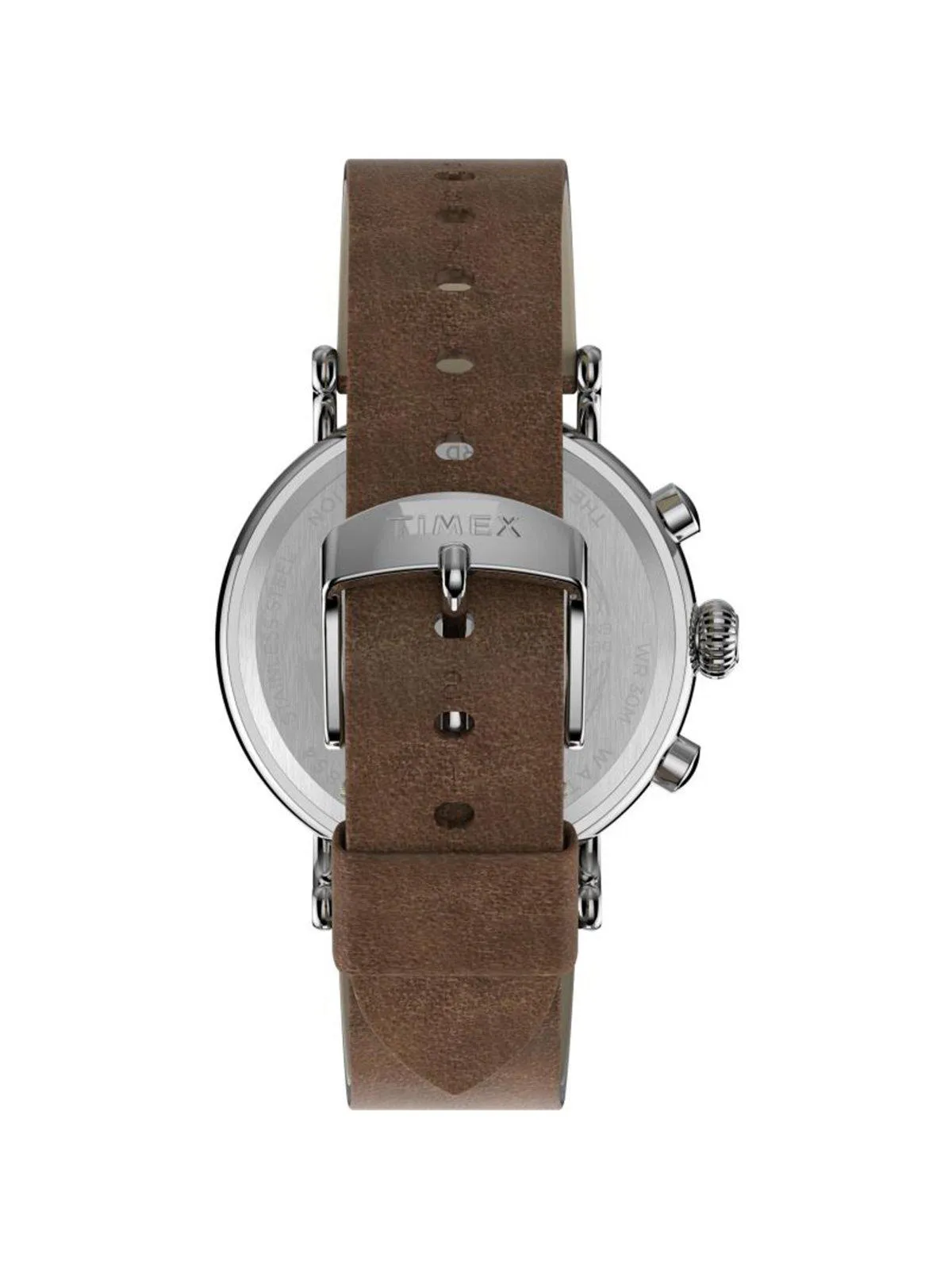 Timex Standard Chrono TW2T68900 41mm Silver Tone Brown Leather Strap