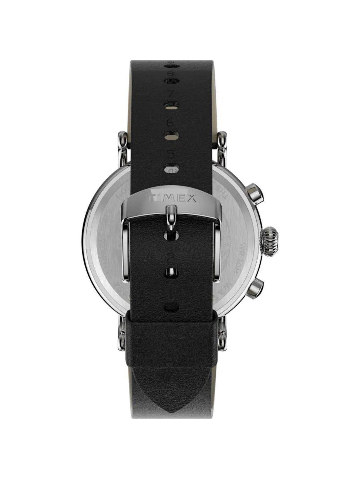 Timex Standard Chrono TW2T69100 41mm Silver Tone Black Leather Strap
