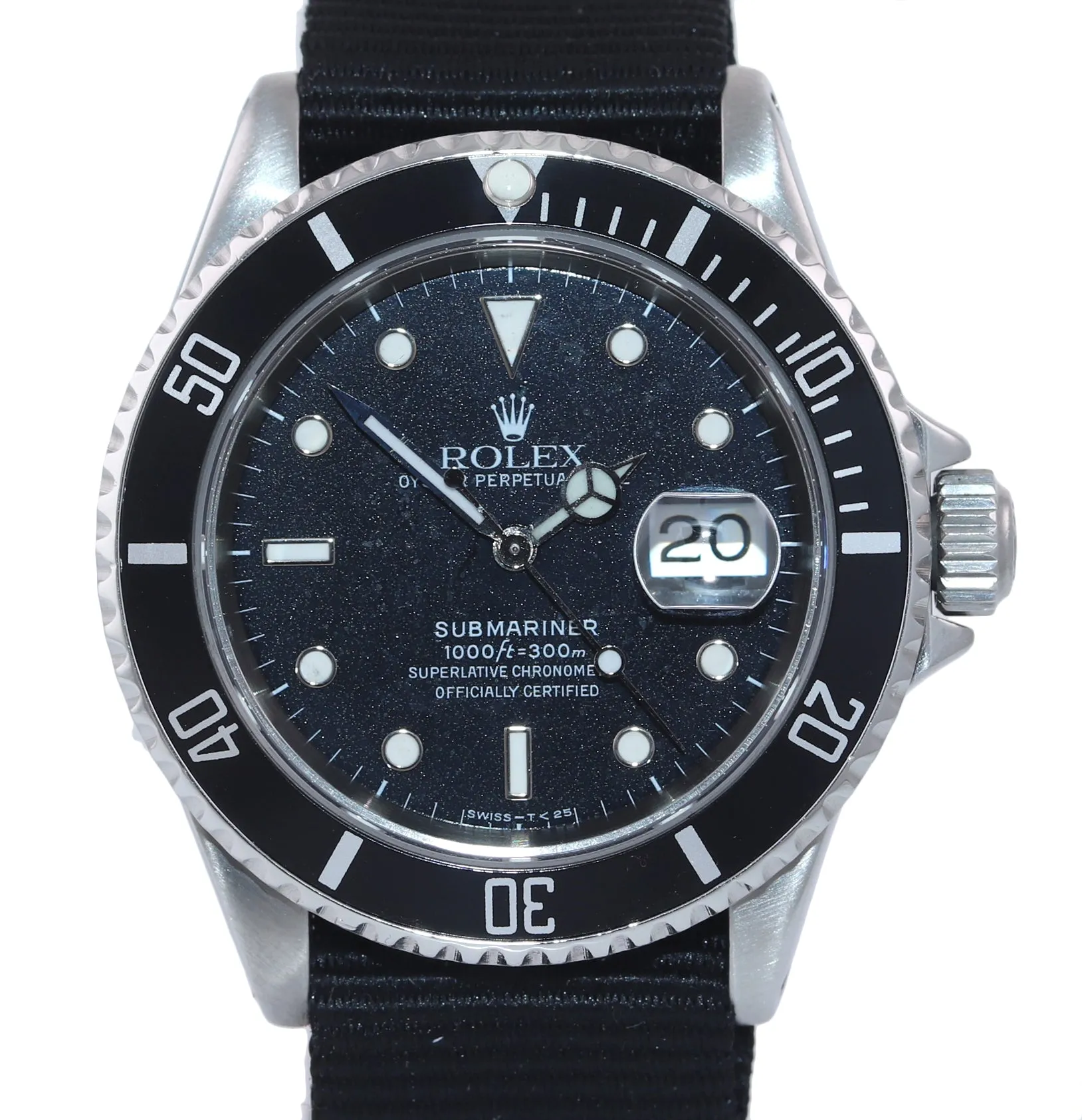 TRITIUM Rolex Submariner Date 16610 Stainless Steel Black NATO 40mm Dive Watch