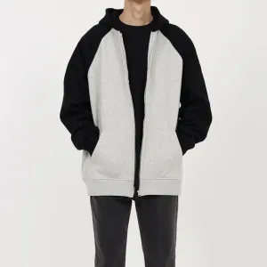 Two Color Zipper Hooded Plus Fleece