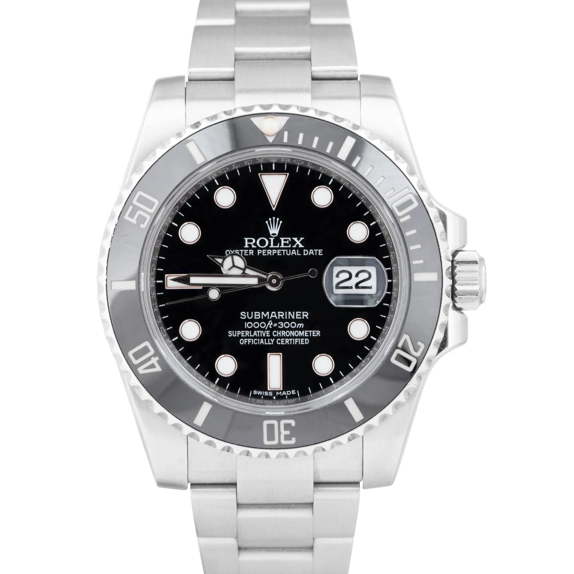 UNPOLISHED 2015 Rolex Submariner Date 40mm Black Ceramic 116610 LN Watch B P