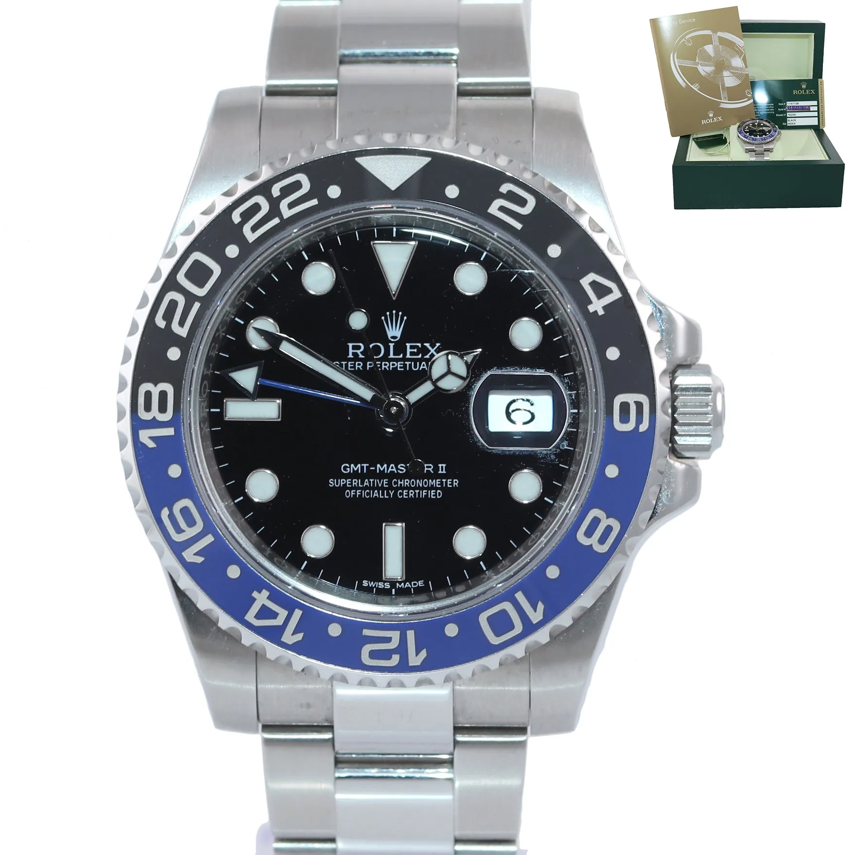 UNPOLISHED PAPERS Rolex GMT Master II 116710 BLNR Steel Ceramic Batman Watch