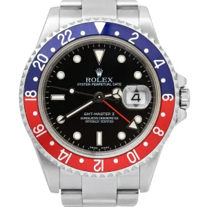 UNPOLISHED Rolex GMT-Master II PEPSI Blue Red NO HOLES Steel 40mm 116710 Watch